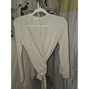 Cream Sweater Size S NWT | Wrap Crossover Tie Waist | Lovestitch